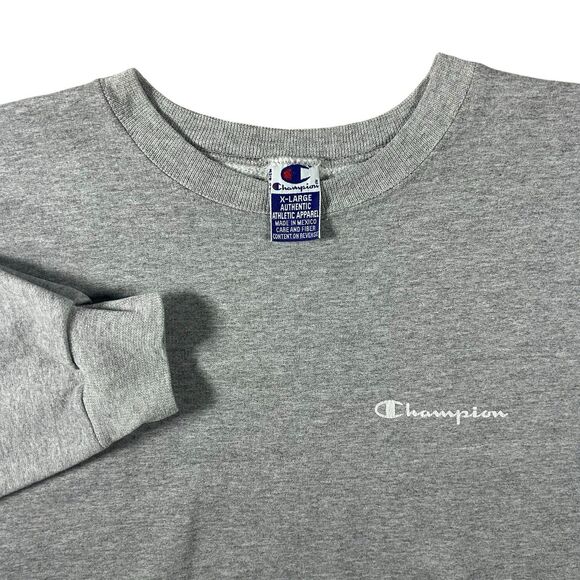 Vintage Champion Spell Out Crewneck Men’s XL Gray Fleece Sweatshirt 90s Graphic - Picture 1 of 13
